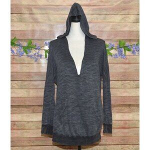 Project Social T Ladies Dark Gray Oversized Hoodie Sweatshirt Size S V-Neck